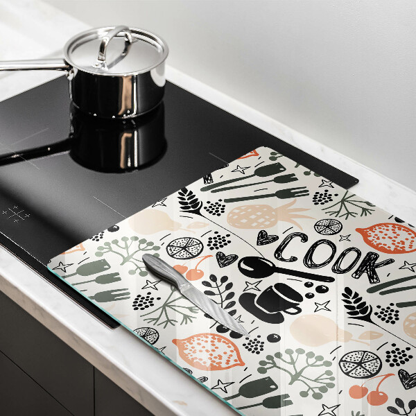 Chopping board glass Drawing kitchen theme