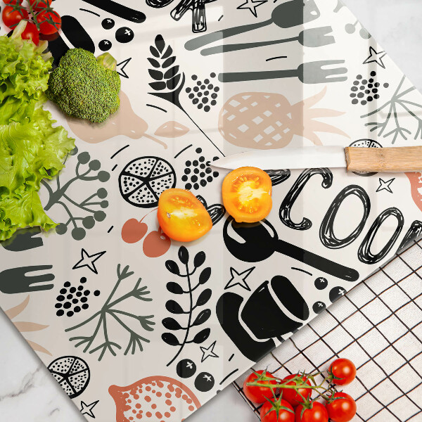 Chopping board glass Drawing kitchen theme