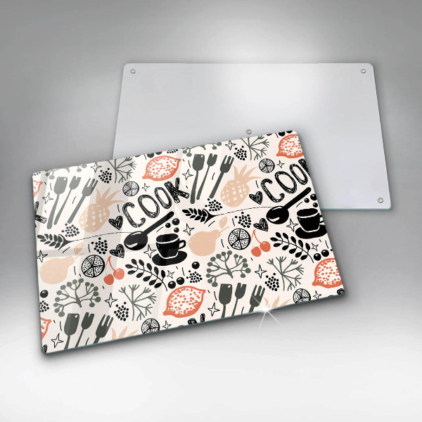 Chopping board glass Drawing kitchen theme