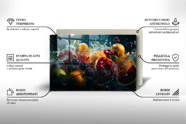 Chopping board glass Fruits in water