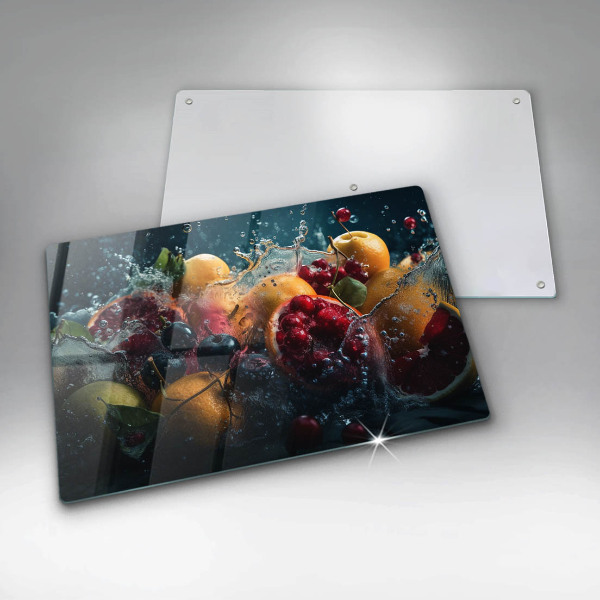 Chopping board glass Fruits in water