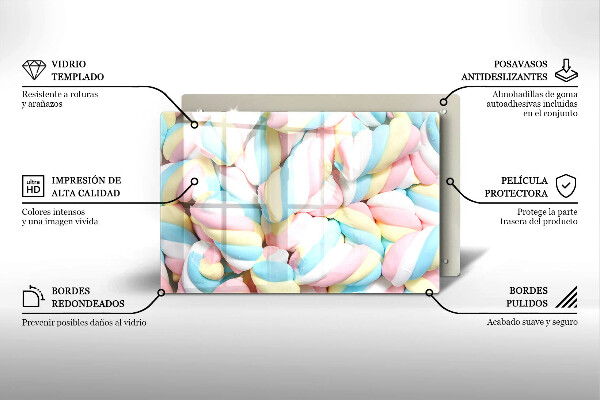 Chopping board glass Colorful foams