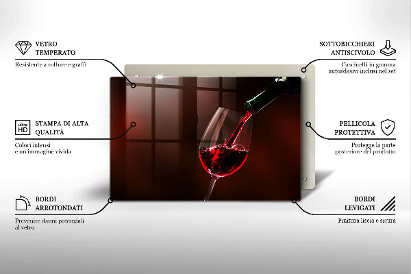 Chopping board glass A glass of wine