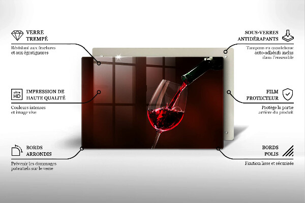Chopping board glass A glass of wine