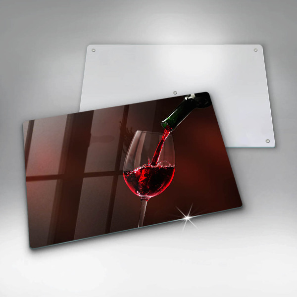 Chopping board glass A glass of wine