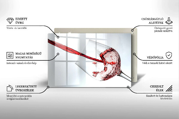 Chopping board glass Red wine