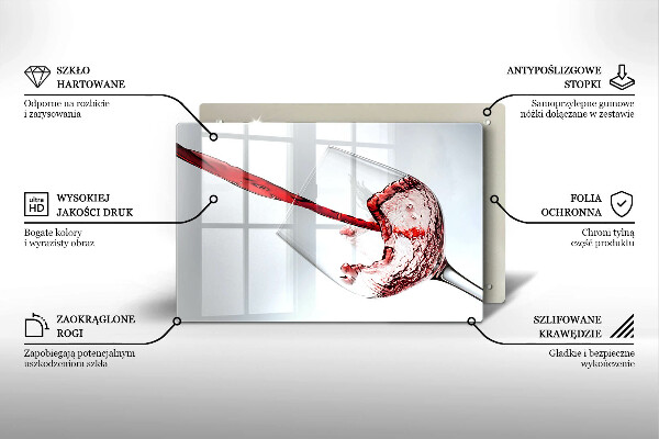 Chopping board glass Red wine