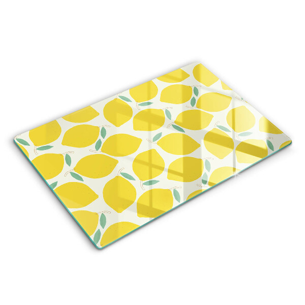 Chopping board glass Illustratuion lemons