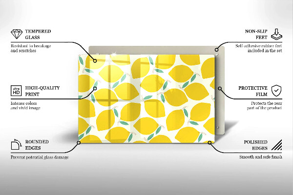 Chopping board glass Illustratuion lemons