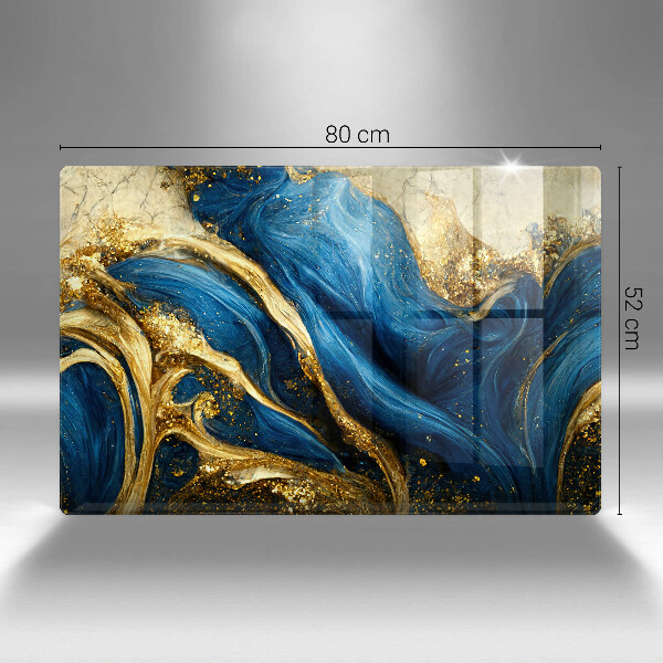 Chopping board glass Blue-gold marble