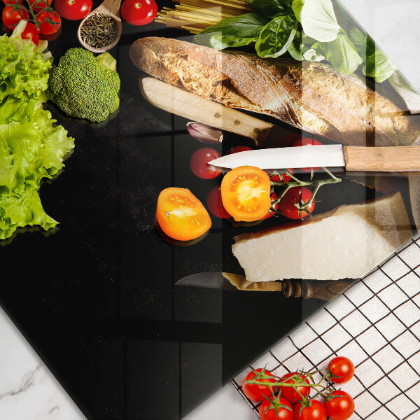 Chopping board glass Italian ingredients and spices