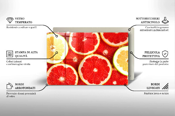 Chopping board glass Grapefruit slices