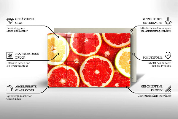 Chopping board glass Grapefruit slices