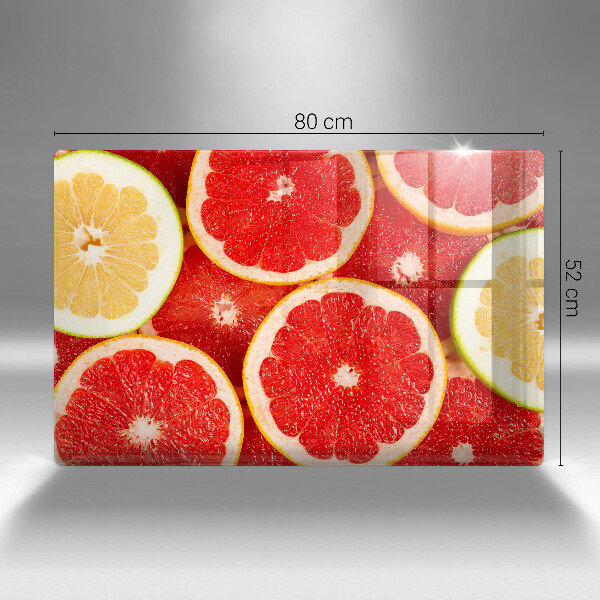 Chopping board glass Grapefruit slices