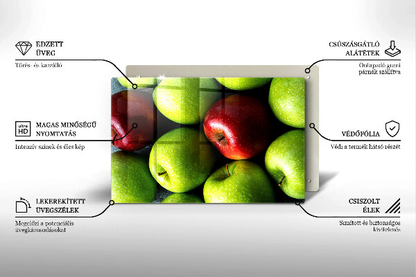 Chopping board glass Juicy apples