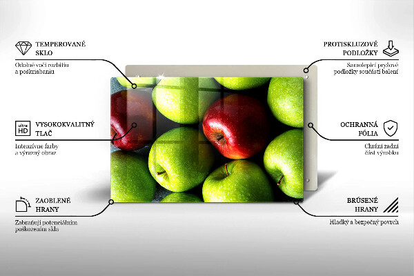 Chopping board glass Juicy apples