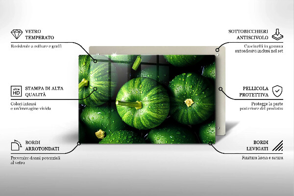 Chopping board glass Green pumpkins