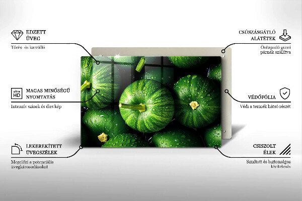 Chopping board glass Green pumpkins