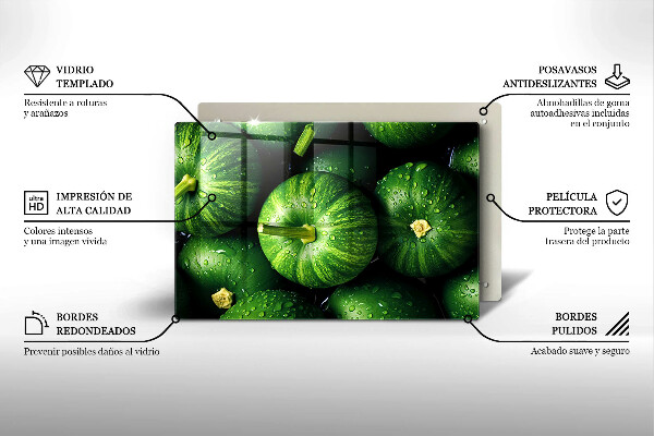 Chopping board glass Green pumpkins