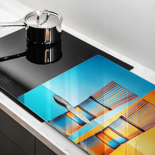 Chopping board glass Two glasses of water