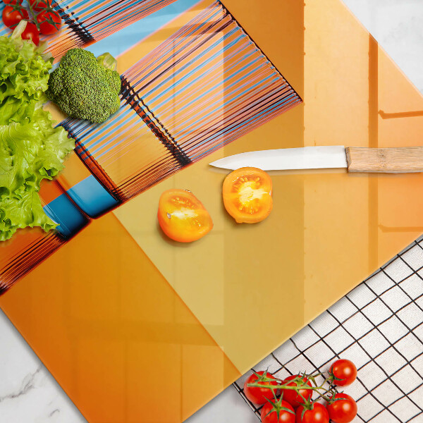 Chopping board glass Two glasses of water