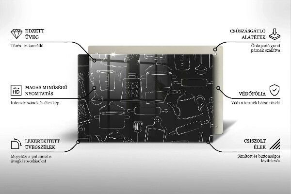 Chopping board glass Drawing kitchen accessories
