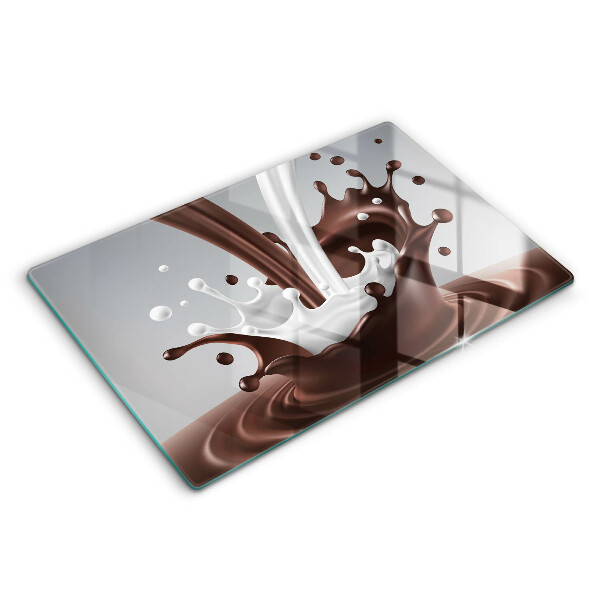 Chopping board glass Milk and chocolate