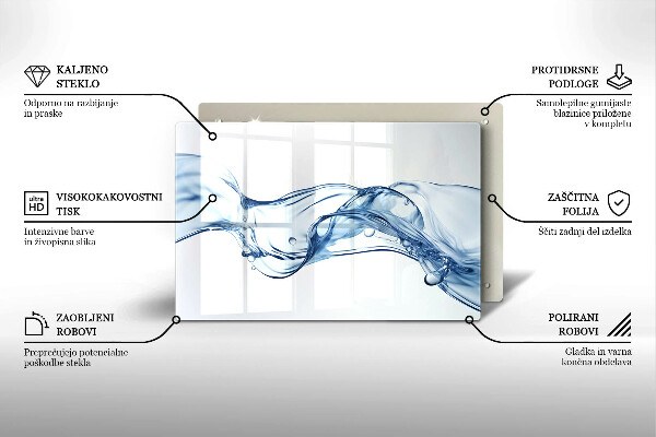 Chopping board glass Crystalline water