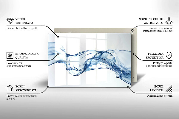 Chopping board glass Crystalline water