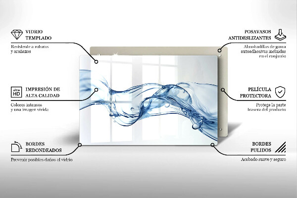Chopping board glass Crystalline water