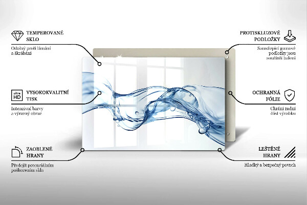 Chopping board glass Crystalline water