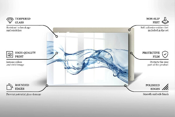 Chopping board glass Crystalline water