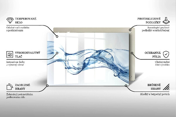 Chopping board glass Crystalline water