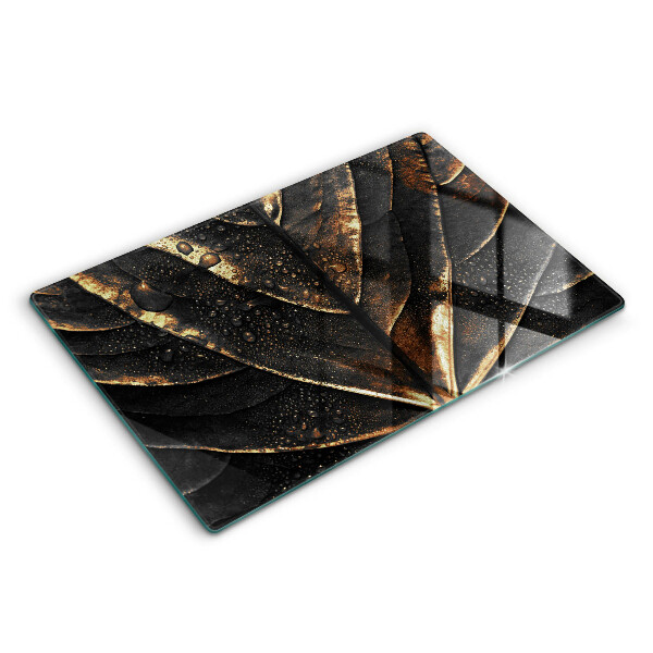 Chopping board glass Golden leaf