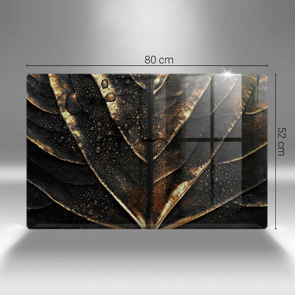 Chopping board glass Golden leaf
