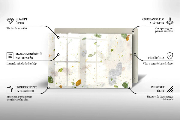 Chopping board glass Falling leaves