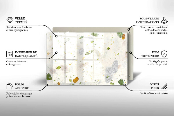 Chopping board glass Falling leaves