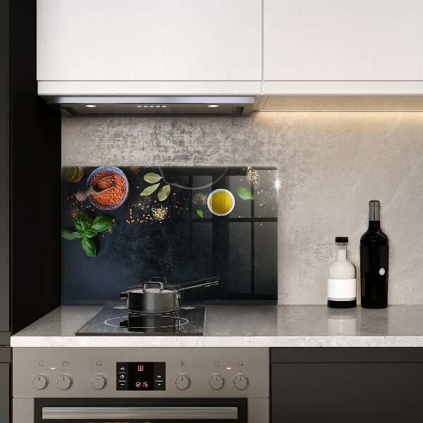 Chopping board glass Spices with spices