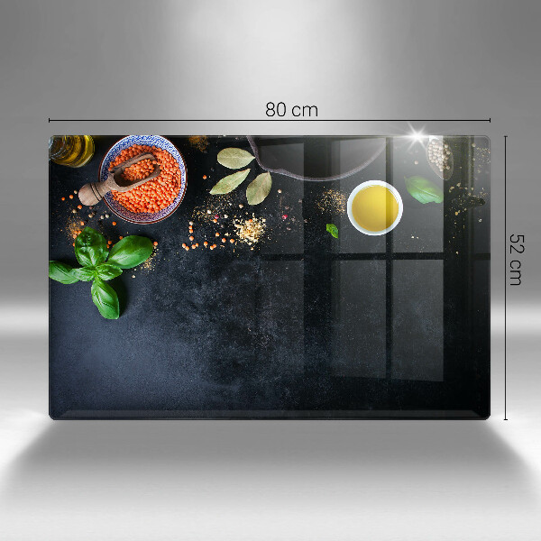 Chopping board glass Spices with spices
