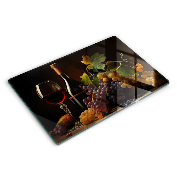 Chopping board glass A glass of wine and grapes