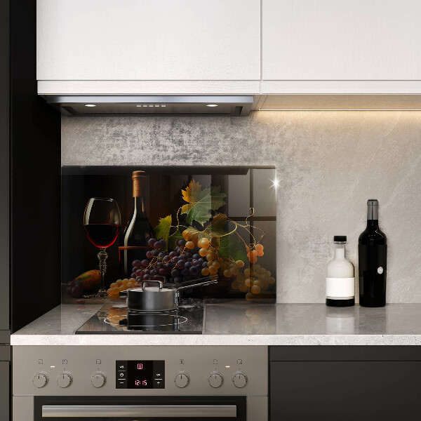 Chopping board glass A glass of wine and grapes