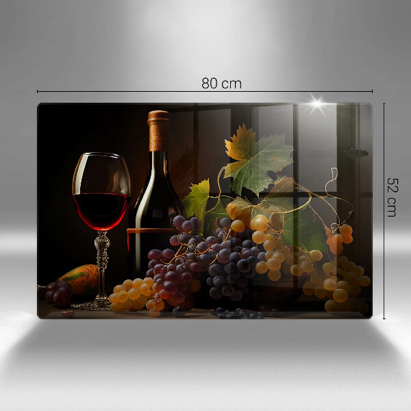 Chopping board glass A glass of wine and grapes