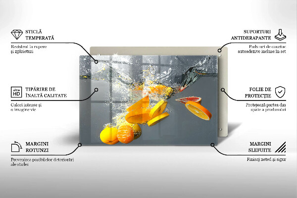Chopping board Lemons in water