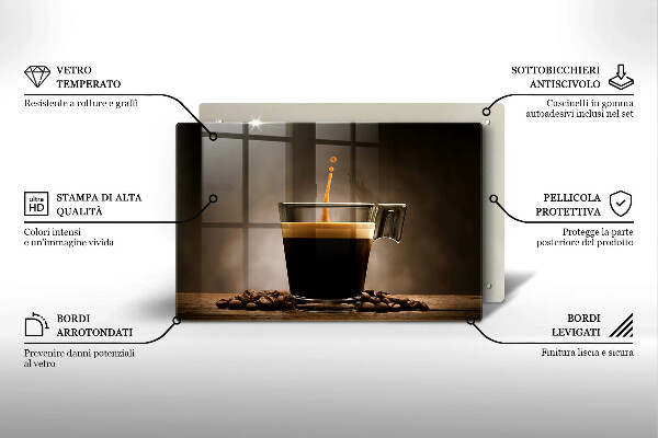 Chopping board Glass and coffee beans