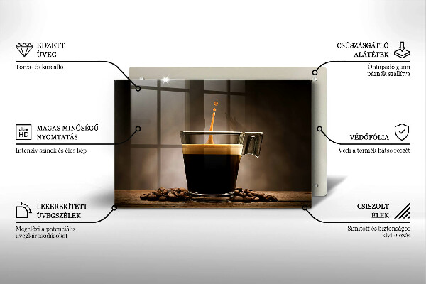Chopping board Glass and coffee beans