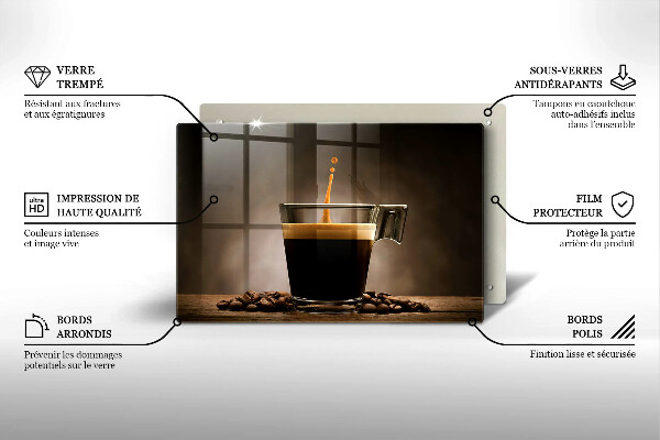 Chopping board Glass and coffee beans