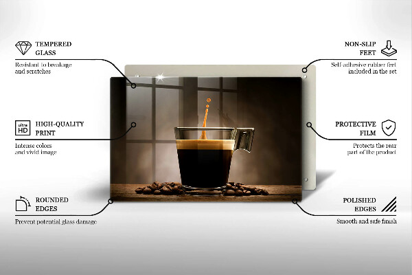 Chopping board Glass and coffee beans