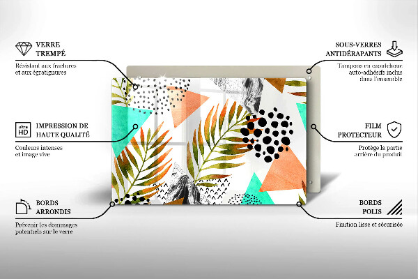 Chopping board Boho leaves pattern