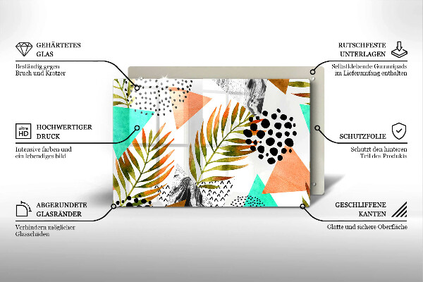 Chopping board Boho leaves pattern