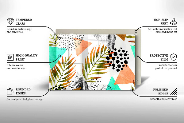 Chopping board Boho leaves pattern